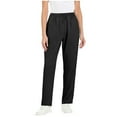 thumbnail image 3 of SROBPTY Women Solid Straight Leg Stretch Waist Work Nurse Uniform Trousers with Pockets Black, XXXXXL, 3 of 5