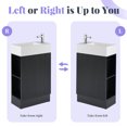 thumbnail image 6 of 18.6" Bathroom Vanity with Sink, Vanity Sinks Cabinet with Toilet Paper Holder and Shelf, Freestanding Bathroom Vanity Cabinet Sink Base Vanities for Bathroom Home Improvement, Black, 6 of 8
