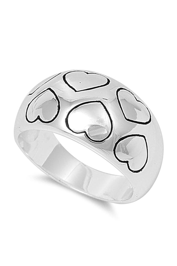 Etched Heart Love Purity Wide Promise Ring .925 Sterling Silver Band Jewelry Female Male Size 6