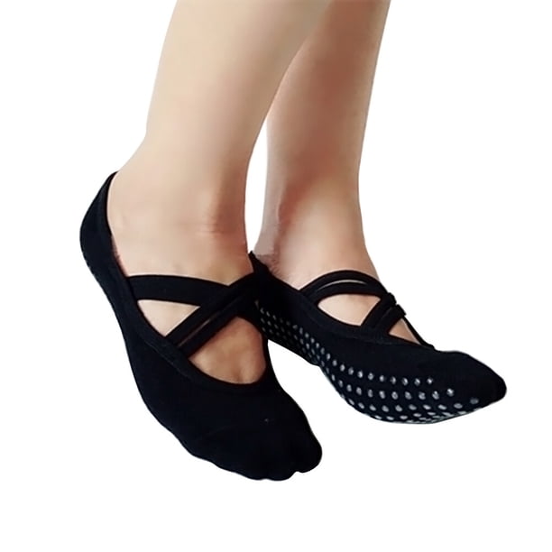 Calcetines de yoga antideslizantes para mujer, para pilates, danza, ballet y pilates (negros)