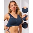 thumbnail image 3 of DARING DIVA Women's Lace V Back Wireless Full Coverage Push Up Pullover Bra L Blue, 3 of 6