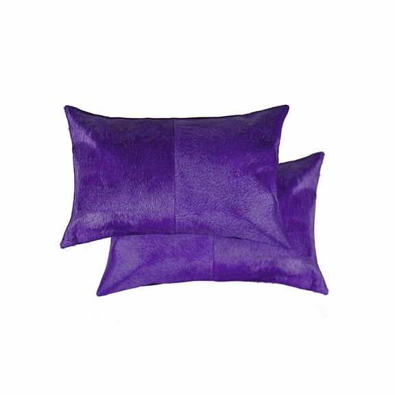 12" x 20" x 5" Purple Cowhide  Pillow 2 Pack