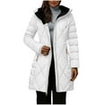 thumbnail image 3 of TKLPEHG Long Puffer Coat Women Hooded Winter Quilted Jackets Thicken Fleece Lined Parka Warm Down Jacket Windproof Outerwear (White,XXXXXL), 3 of 8