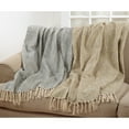 thumbnail image 3 of Unique Metallic Print Design 100% Cotton Throw Blanket with Tassels - 50"x60" (Silver), 3 of 3