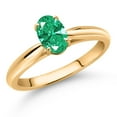 thumbnail image 2 of Gem Stone King 10K Yellow Gold Green Zirconia Solitaire Engagement Ring for Women (0.76 Cttw, Oval 7X5MM, Gemstone Birthstone, Size 9), 2 of 4