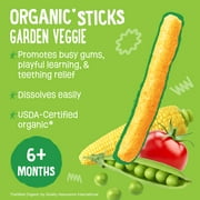 (4 pack) Earths Best Organic Teething Crunchy Sticks Garden Veggie Puffed Baby Snack, 0.56 oz Bag