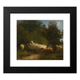 thumbnail image 2 of Jean-François Millet 22x20 Black Modern Framed Museum Art Print Titled - Sheep Grazing Along a Hedgerow, 2 of 5