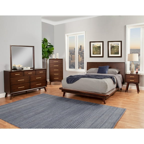 Alpine Furniture Gramercy California King Wood Platform Bed in Walnut
