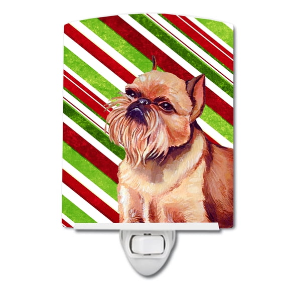 Brussels Griffon Candy Cane Christmas Ceramic Night Light