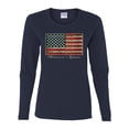 thumbnail image 2 of Wild Bobby, American Game Flag Baseball Bat Ball, Sports, Women Graphic Long Sleeve Tee, Navy, Medium, 2 of 3