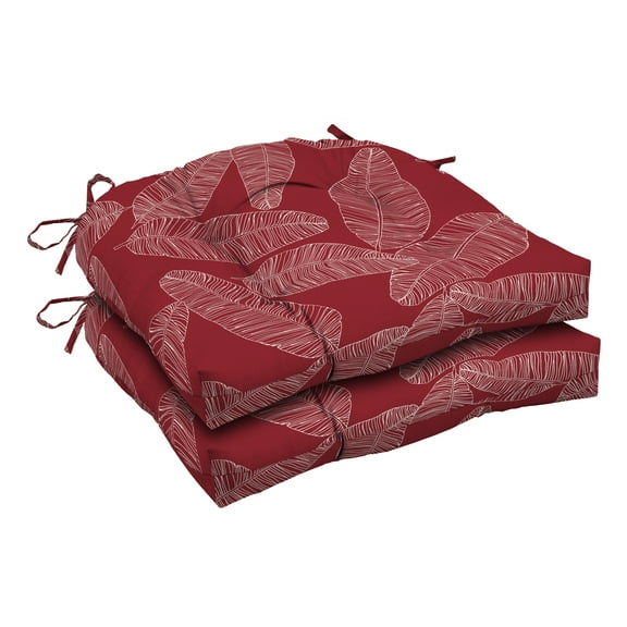 ARDEN Outdoor Wicker Chair Cushion, 2 pack 18 x 20, Red Leaf Palm