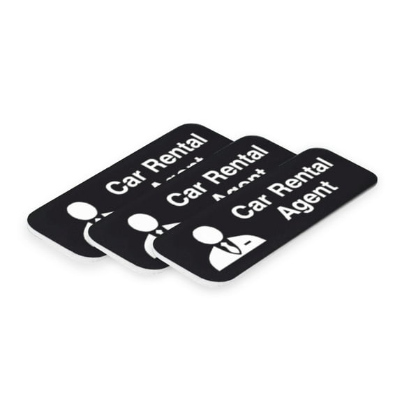 Signs ByLITA Car Rental Agent Graphic 1 x 3" Name Tag/Badge, Black, (3 Pack)