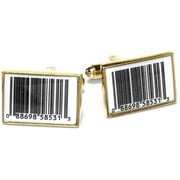 Krisar Gold-Tone Mens Cuff Links Barcode Cufflinks