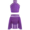 thumbnail image 2 of LiiYii Big Girls Two-Pieces Dance Set Lyrical Ballet Dancewear Jazz Latin Ballroom Performance Costume Purple 10, 2 of 6