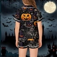 thumbnail image 5 of CONZONE Halloween Toddler Girls Pajamas Graphic Pjs Set Hallowmas Jammies Short Sleeve Button Down Shirts Shorts 2 Piece Sleepwear Loungewear for Kids, 5 of 7