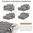thumbnail image 5 of 53 inch 3-in-1 Convertible Sofa Bed  Pull Out Sofa, Multi - Functional Loveseat Sleeper with Adjustable Back, Side Pockets & Smooth Wheels, Velvet Upholstered for Living Room, Gray, 5 of 7