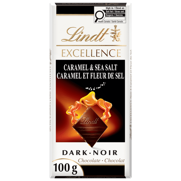 Lindt EXCELLENCE Caramel & Sea Salt Dark Chocolate Bar, 100 Grams
