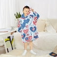 thumbnail image 6 of Dailycode Wearable Blanket Hoodie Oversized Sherpa Flannel Blankets with Pocket for 3-14 Year Old American Flag Heart, 6 of 7