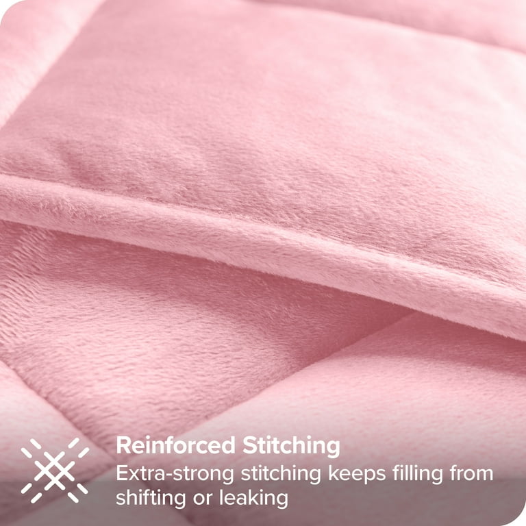 12 lb 48 x 72 Weighted Blanket Minky Fleece Light Pink by Bare Home