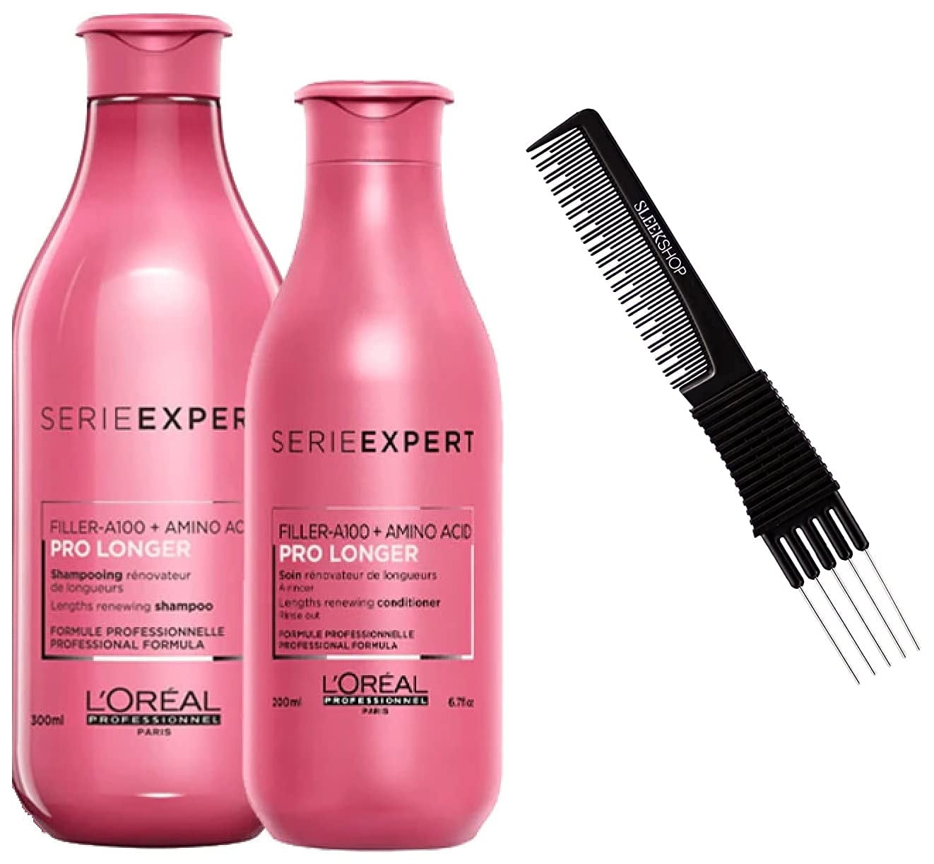L'oreal EXPERT Filler-A100 + Amino Acid PRO LONGER Lengths Renewing Shampoo & Conditioner DUO SET KIT Hair (w/ Sleek Loreal Teasing Comb) (PRO LONGER LENGTHS - 10.1 oz + 6.7 oz) - Walmart.com