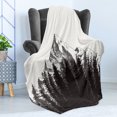 thumbnail image 4 of Prehistoric Soft Flannel Fleece Throw Blanket, Mountain Fir Forest and Arrow Folk Style Retro Print, Cozy Plush for Indoor and Outdoor Use, 70" x 90", Dimgrey, by Ambesonne, 4 of 5