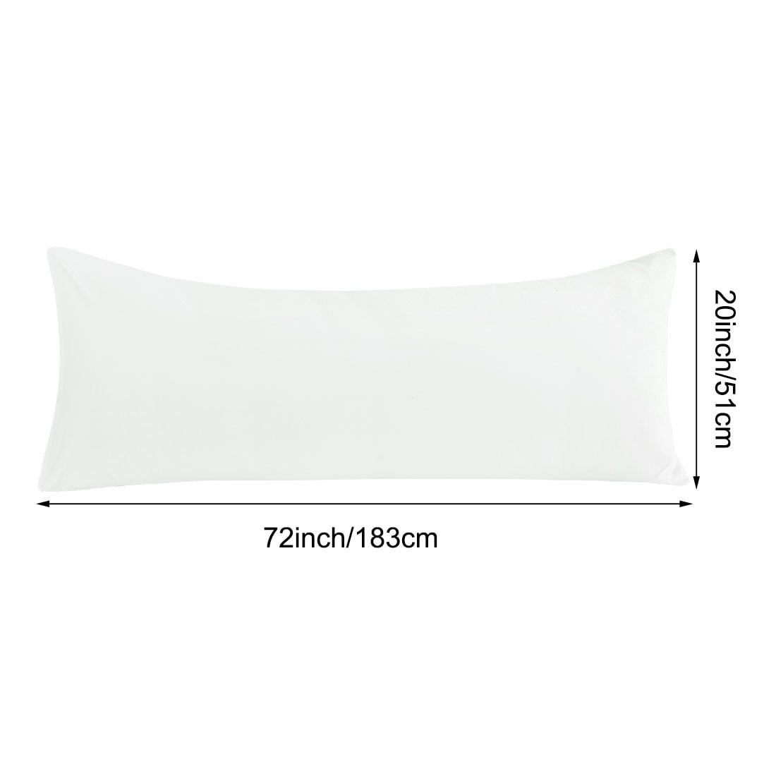 Unique Bargains Microfiber Solid Body Pillow Cover, 20" x 72", White