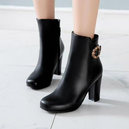 

YOTAMI Shoes for Women Women Retro Flat Bottom Shoes Casual Boots Plus Size Slip On Double Zipper Shoes Black