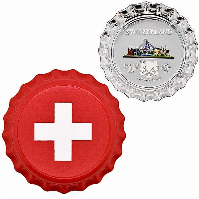 2022 Chad 6 Gram World Landmarks - Switzerland Bottle Cap Proof