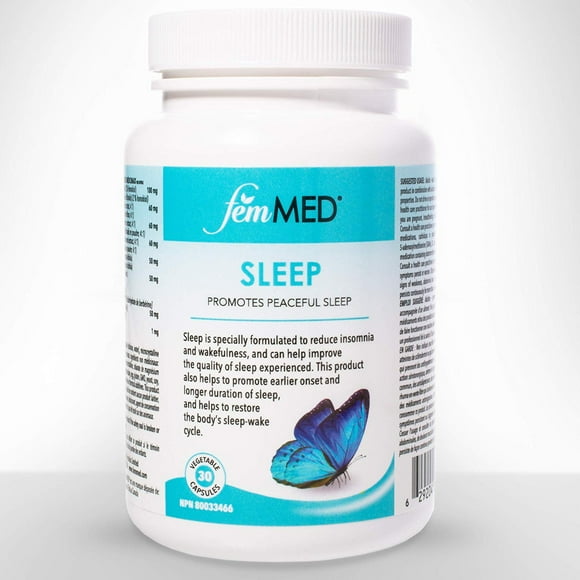 femMED Peaceful Sleep Vegetable Capsules | Reduce Insomnia & Wakefulness | Promotes Longer Duration of Sleep (30 Count)