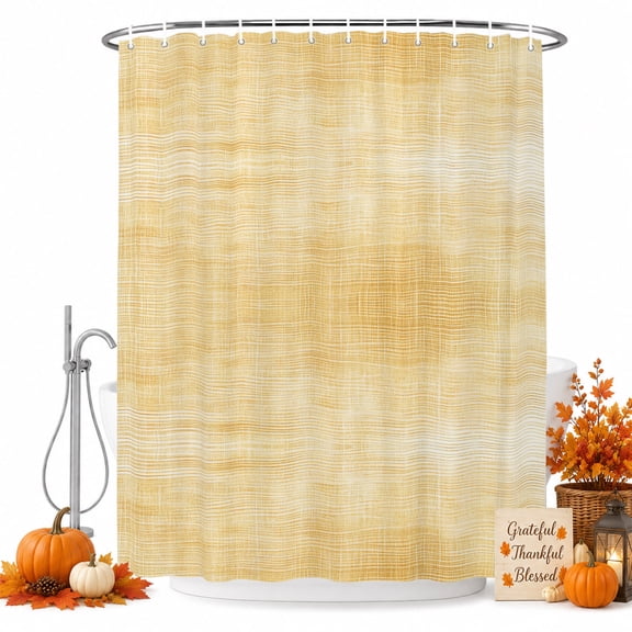 Mustard Yellow Shower Curtain, Waterproof Shower Curtains for Bathroom, Vintage Solid Color Modern Minimalist Washable Fabric Bathtub Curtain Set Bath Decor with 12 Hooks Standard 72"x72"
