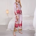 thumbnail image 3 of Wukai Flamingos In The Tropical Forest Print Women's Pajama Set,PJ Set,Lounge Sets For Women Soft Long Sleeve Sleepwear Comfort and Style-X-Large, 3 of 7