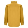 thumbnail image 7 of Royisotas Winter Women Tops Long Sleeve Standing Collar Casual Ruffle Womens Button Down Blouse Gold Solid Dressy Button up Shirts, 7 of 7