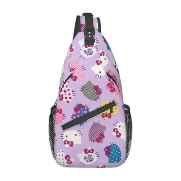 Hello Kitty Sling Bag Mens Crossbody Travel Hiking Chest Bag Daypack Purses Shoulder Bag