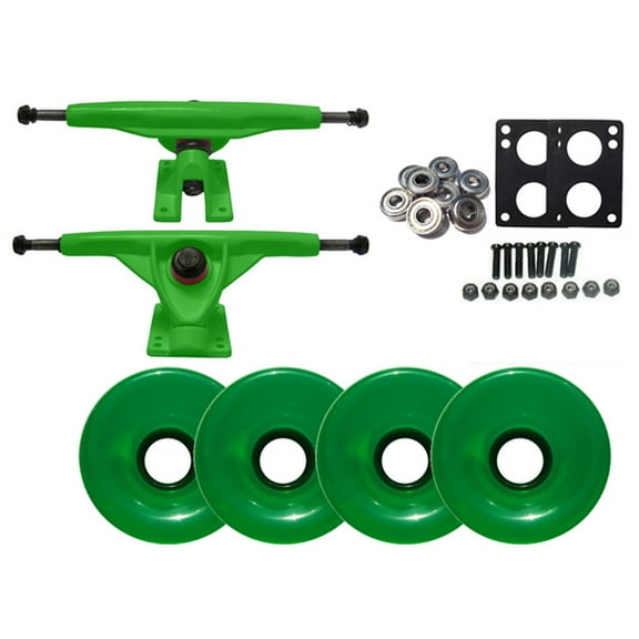 180mm GREEN LONGBOARD TRUCKS   70MM GREEN WHEELS   ABEC 7 BEARINGS PACKAGE