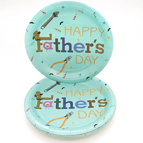 Pandecor Father's Day Party Supplies 50PCS Disposable Paper Plates,7 Inch Dessert Plates for Happy Fathers Day Party
