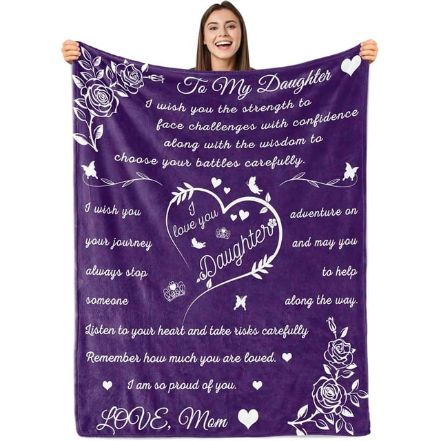 LHSHID Daughter Blanket Daughter Blankets from Mom Dad Birthday for Daughter I Love You Daughter Blanket Presents to Daughter Daughter Soft Bed Flannel Throw Blanket 40"x50"