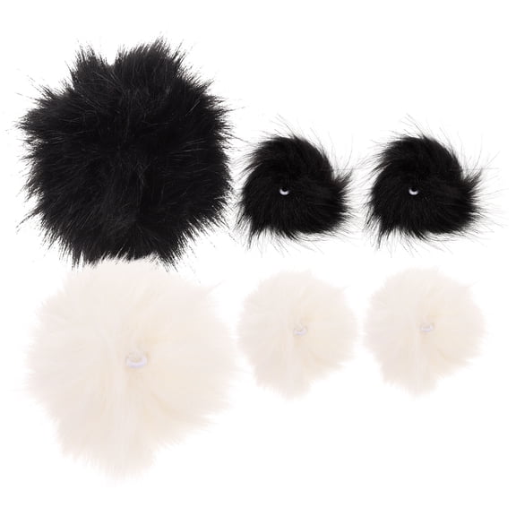 MERRYHAPY 6pcs Faux Fur Pom Poms Fuzzy Pompoms for Shoes Black DIY Material Crafts