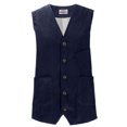 thumbnail image 6 of BiZtdJrK Casual Suit Vest Men Corduroy V Neck Button Down Vintage Waistcoat Western Cowboy Sleeveless Slim Fit Jackets with Pockets Navy XL, 6 of 7