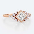 thumbnail image 3 of vylahjewellery 10K Vermeil Rose Gold Mother's Day Ring Bezel Princess Cut Diamond Wedding Bridal Ring Side Stone Round Moissanite Engagement Ring, 3 of 8