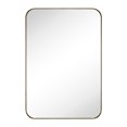 thumbnail image 2 of TEHOME Gold Rectangle Recessed Bathroom Medicine Cabinet with Mirror Stainless Steel Metal Framed Rounded Rectangular Bathroom Cabinet with Mirror 16x24'', 2 of 8