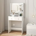 thumbnail image 3 of Satifur Vanity Desk with Mirror & Lights, GRWM Vanity with Drawers & Storage Shelves, Makeup Dressing Table with Charging, White, 3 of 10