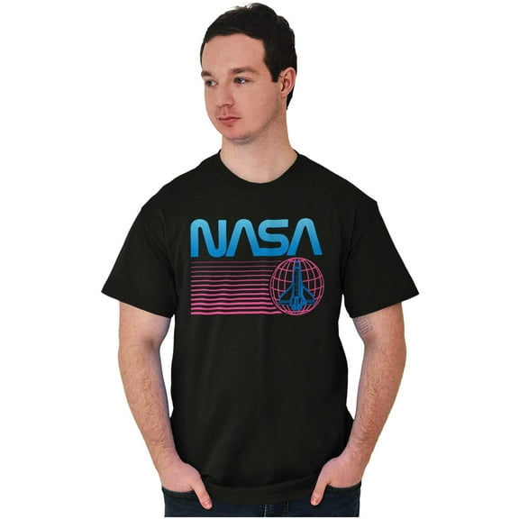 Vaporwave NASA Worm Logo Shuttle Men's Graphic T Shirt Tees Brisco Brands S