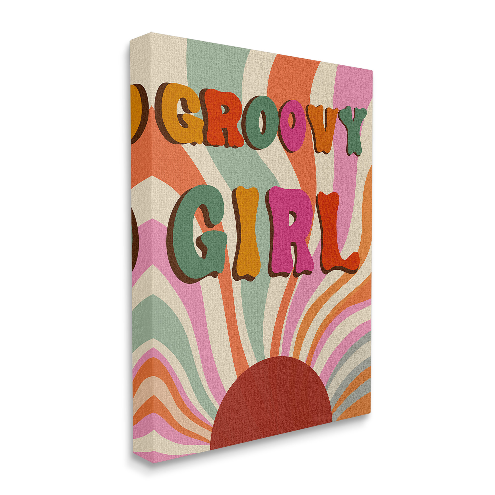 Stupell Industries Groovy Girl Patterned Typography Painting Gallery Wrapped Canvas Art Print Wall Art, 16 x 20