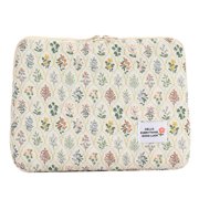 13 Inch Laptop Sleeve, Green Flower Printed Notebook Protective Bag, Anti-Scratch Padded Liner