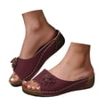 thumbnail image 3 of Slippers for Women,Stylish Opentoe Wedges With Leather Top And Flower Slippers Are Comfortable Shoes With Temperament,Womens Slippers,,6.5, 3 of 9