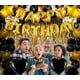 thumbnail image 4 of Juego de 16 pulgadas con letras de feliz cumpleaños en dorado y negro, conjunto de suministros para fiesta estilo cortina de seda con lentejuelas y globos negros, 4 of 6