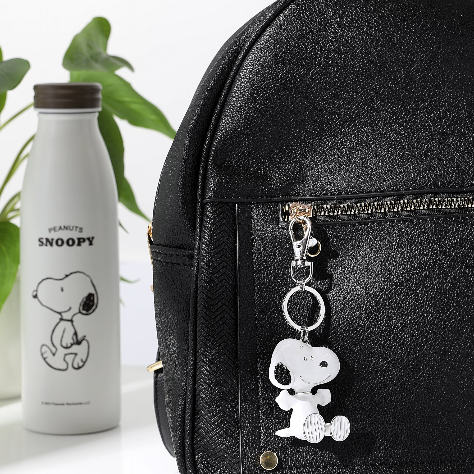 Peanuts Snoopy Keychain and Bag Charm Official License, Silver Tone and White Enamel Keychain Purse Charm