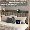 thumbnail image 6 of Full/Queen/King Size Floating Bed Frame with LED Lights, Upholstered Platform Bed Frame with Charging Station & Storage Headboard, No Box Spring Needed, Strong Slats Support, Easy Assembly, Gray, 6 of 9