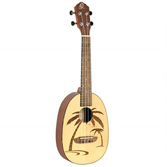 Ortega Guitars RUPA5 Bonfire Series Pineapple Style Concert Sized Acoustic Ukulele, Natural