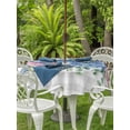 thumbnail image 3 of Outdoor Tablecloths with Umbrella Hole & Zipper, Blue Pink Hydrangea Round Tablecloths 60 Inch, Eucalyptus Leaves Grey Plaid Waterproof Table Cloth, Patio/Pool/Picnic Table Covers, 3 of 8